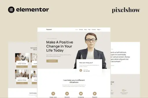 Psycoach - Life Coach - Psychologist Elementor Pro Full Site Kit